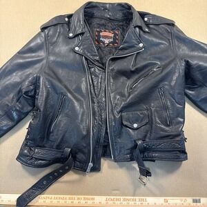 Men's Interstate Leather Biker Jacket With Removable Liner Size 54